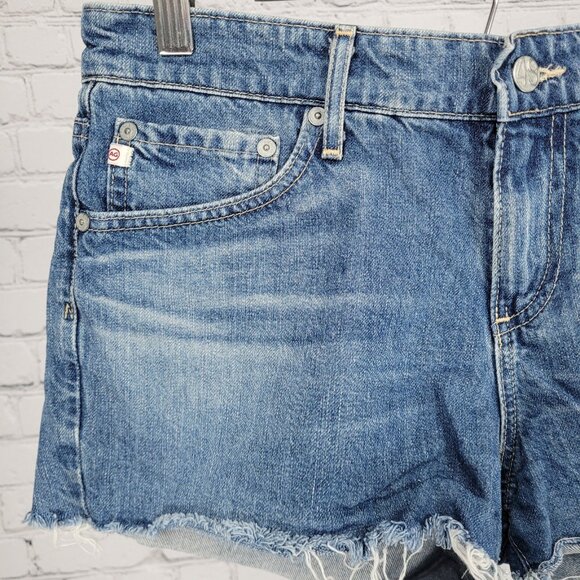 AG Adriano Goldshmied Blue The Bonnie Relaxed Denim Jean Cut Off Shorts Size 32 - Picture 5 of 11